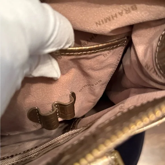 Brahmin Gold Metallic Crocodile Embossed Anywhere Tote - Picture 13 of 16